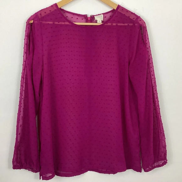 J. Crew Cold Shoulder Clip Dot Blouse Size Small - Picture 1 of 7